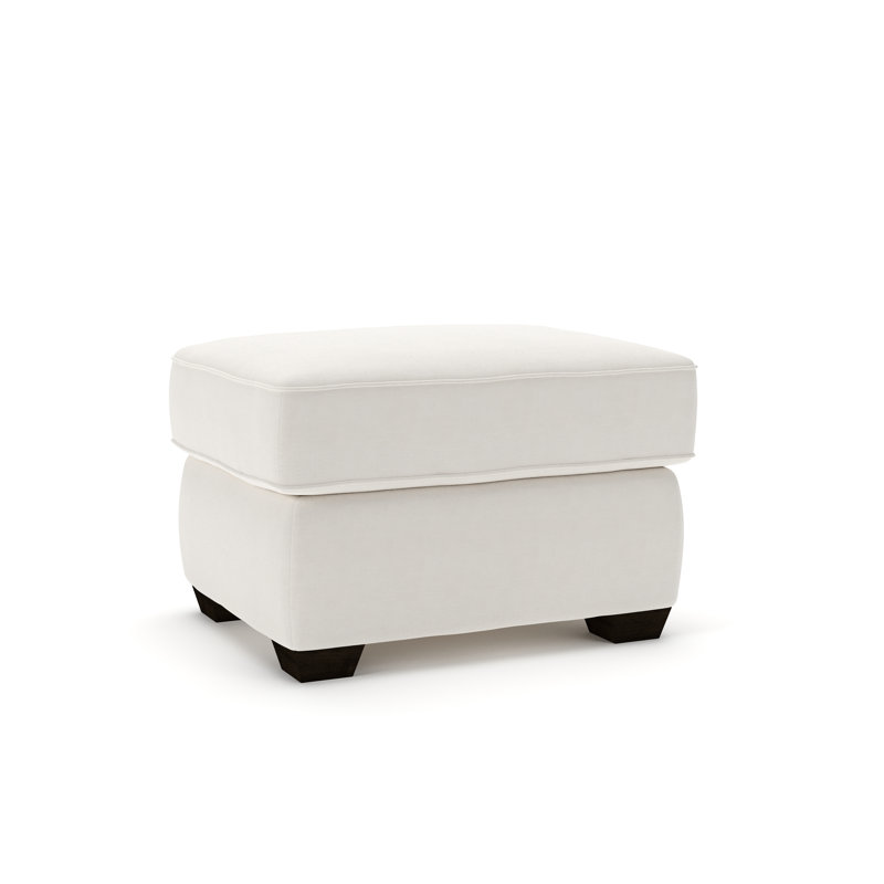Gemi Upholstered Ottoman, Lena Off White Performance Linen Blend