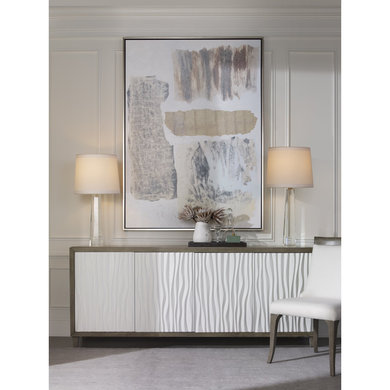 Russo 84'' W Solid Wood Sideboard, Greige/White/Gray