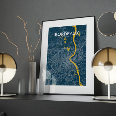 Bordeaux City Map In Amuse - No Frame Print