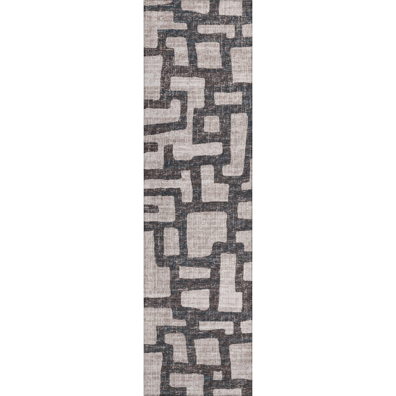 Chenille Washable Abstract Rug, Runner 2'3" x 7'6"