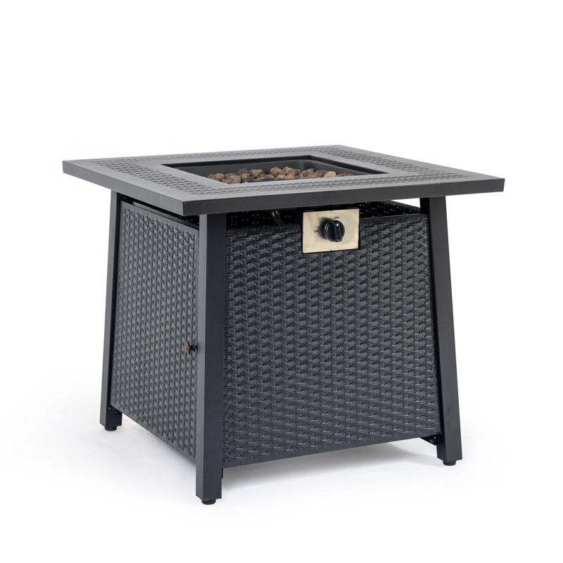 28-Inch Iron Square Propane Fire Pit Table