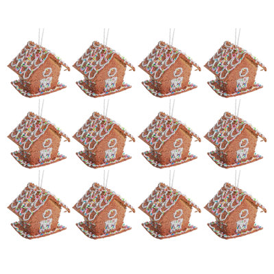 Gingerbread Birdhouse Ornament - Set Of 12