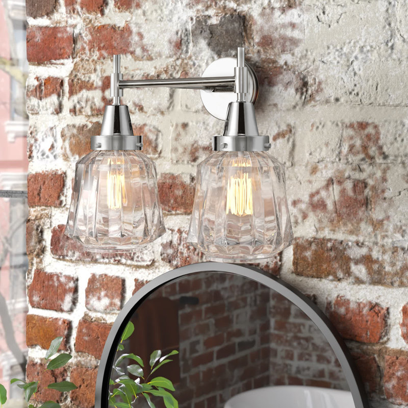 Éclairage pour meuble-lavabo à 2 lumières à intensité variable Gayle, Ampoule incandescente rétro de 60 watts, Transparent