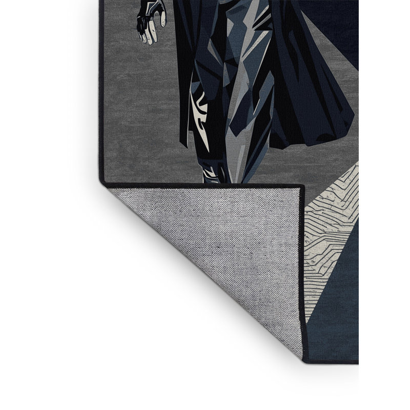 Tapis géométrique moderne lavable à la machine gris Honn, 3 x 5