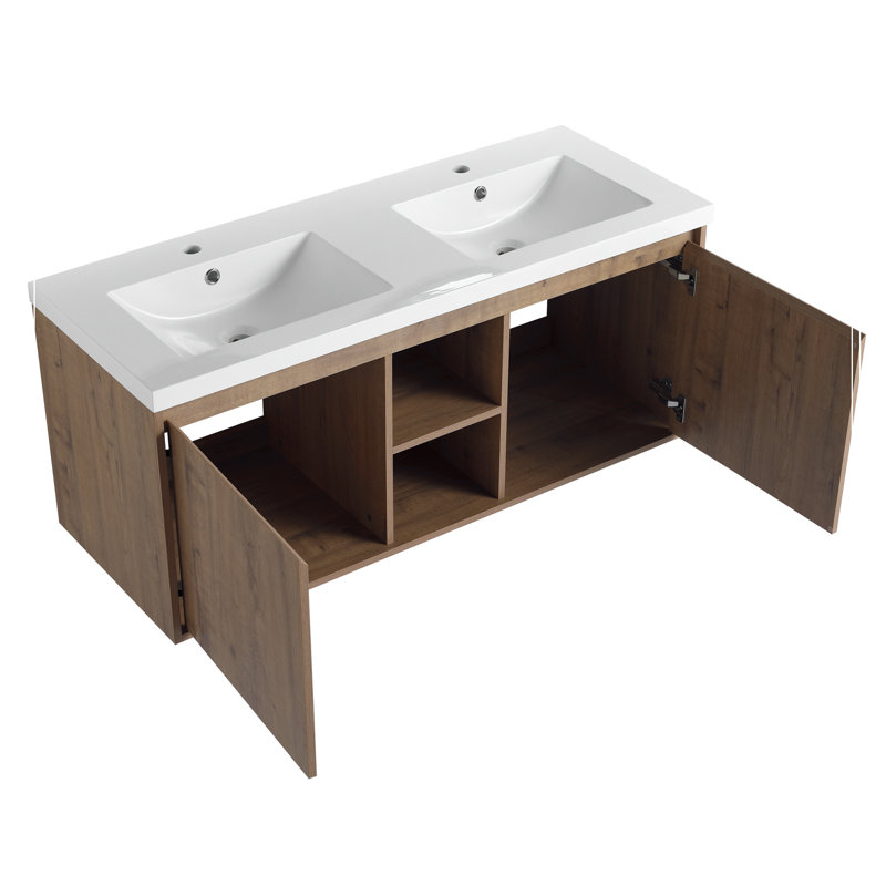 48"  Wall Mounted Bathroom Vanity With Double Sink, Soft Closing Door Hinge