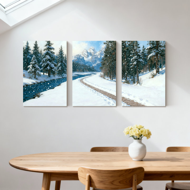 Ensemble de 3 impressions sur toile, paysage d'hiver, H 24 po x l 48 po
