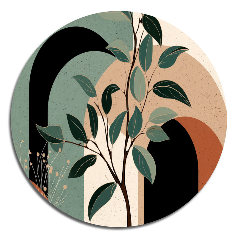 Décoration murale ronde en métal Jadasha - Abstract Botanicals, L 16 po x H 16 po