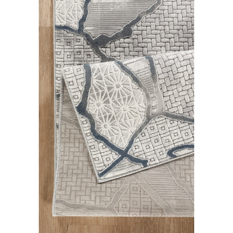 Tapis gris Geometrix - Spacieux et sophistiqué, Rectangle 7 pi 10 po x 10 pi 6 po