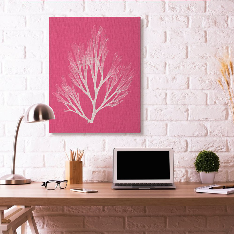 « corail », reproduction d’impression en magenta blanc beach, Toile tendue, H 36 po x l 48 po