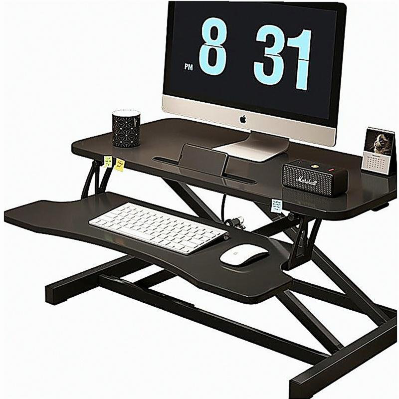 Bureau de 32 pouces avec hauteur réglable, double moniteur et poste de travail pour ordinateur portable, avec large plateau pour clavier