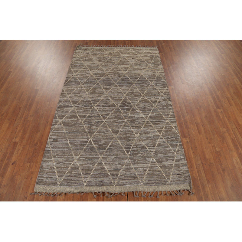 Tapis oriental marocain à motif de treillis All-Over 6 x 10