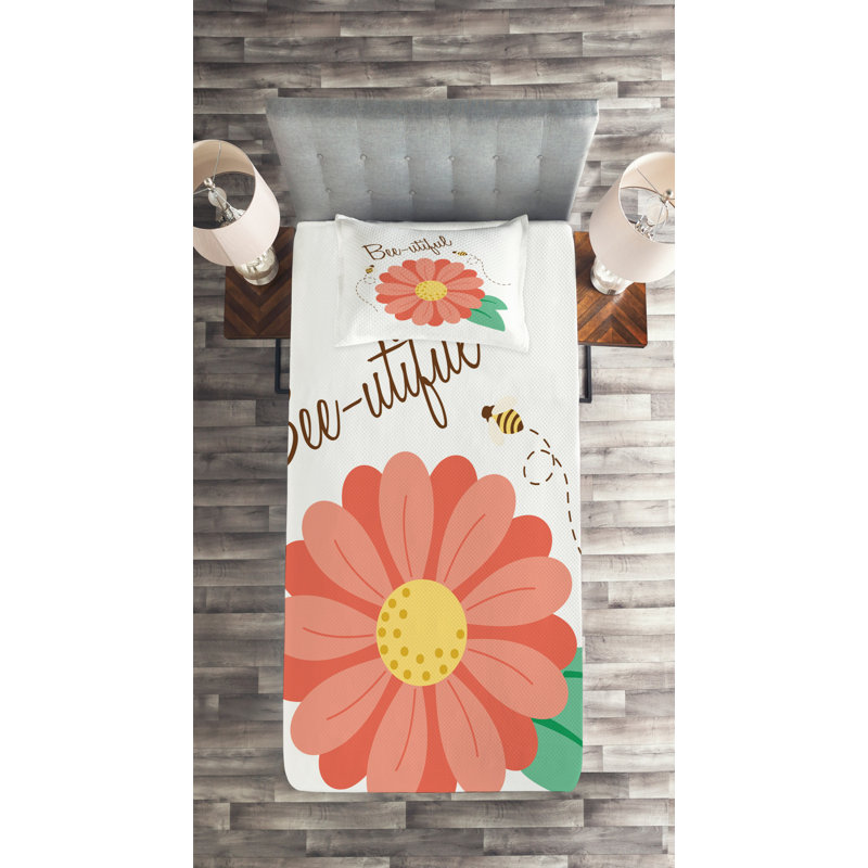 Honey Bee A Polyester Coverlet, Twin Bedspread + 1 Sham