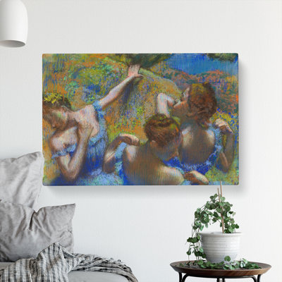 All Ballet Ballerina Dancers In Blue by Edgar Degas - Wrapped Canvas