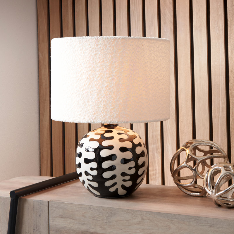 Round Boucle Lamp Shade (Uno) , White, 18cm H x 30cm W x 30cm D