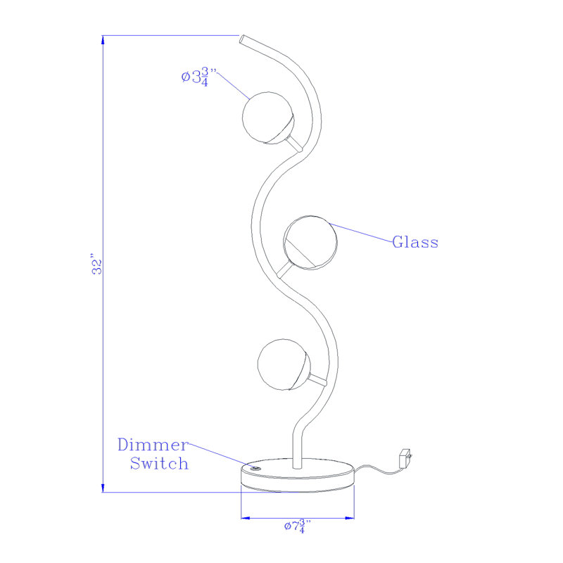 Lampe de table à DEL intégrée 3 lumières Evanston 12W avec contrôle du gradateur à capteur tactile