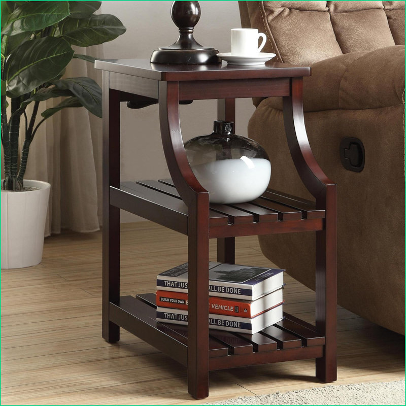 Table basse espresso transitionnelle avec charge USB et amp; Tablettes - idéales pour le salon / chevet