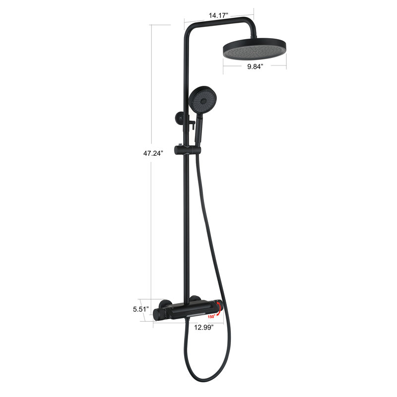 Système de douche complet avec valve brute