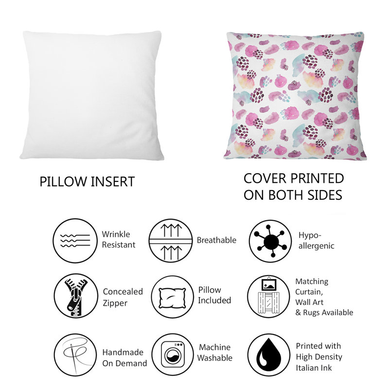 Coussin décoratif à motif rétro en mauve et rouge II 1