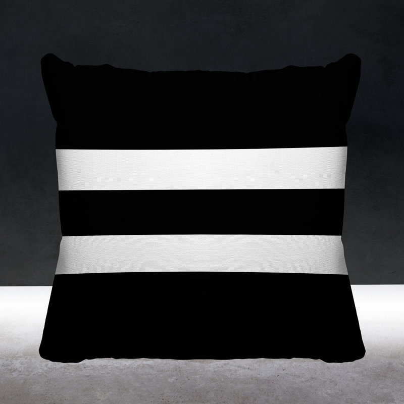 Coussin décoratif intérieur / extérieur Kyson, L 15 po x H 15 po, Noir