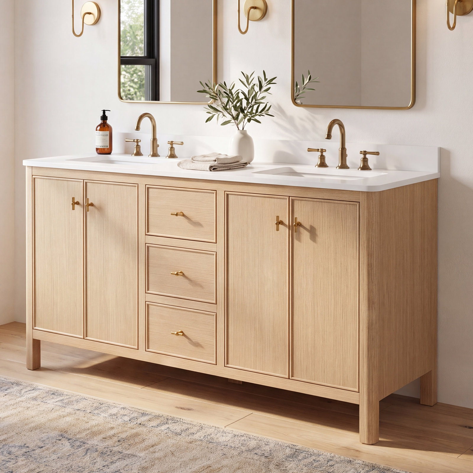 Kingsley 60" Oak Double Bathroom Vanity