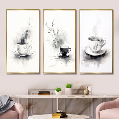 «Chinese Tea Elegance I», ensemble de 3 reproductions d'art sur toile