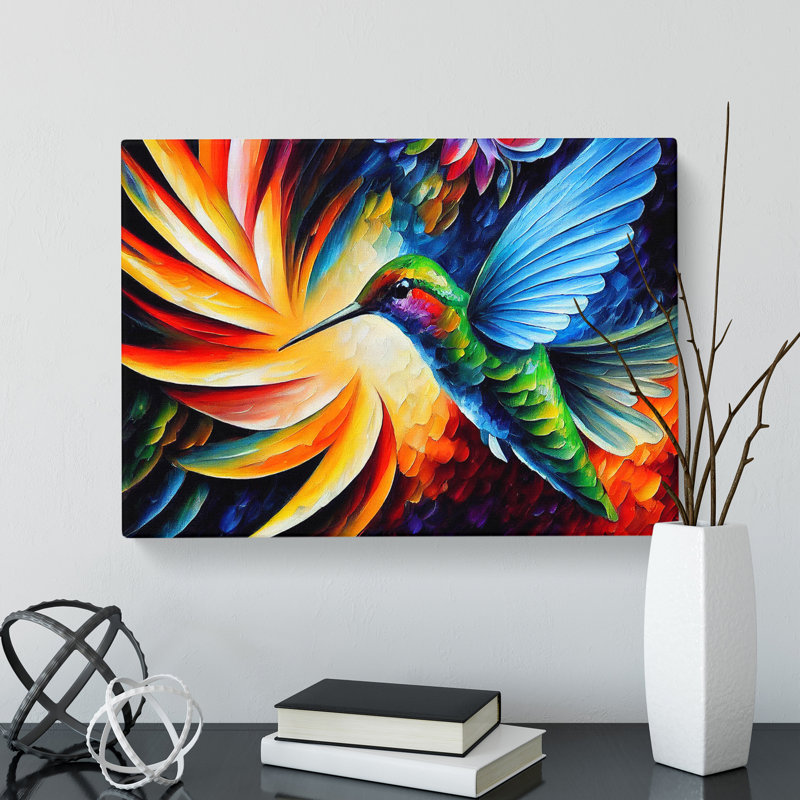 Hummingbird Painting Vol.6 Abstract - Wrapped Canvas, 35cm H x 50cm W x 3cm D