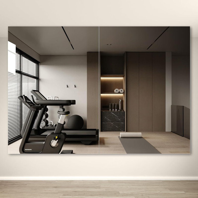 Ebern Designs Frameless Rectangle Full Length Metal Wall Mirror Set Home Gym Mirror with Tempered Glass , 23.6" x 31.5"