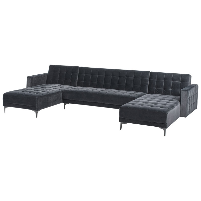 Aliyha 5 Seater Velvet Sofa Bed, Black