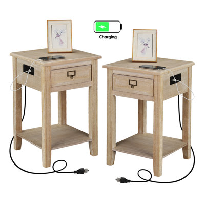 Megale Nightstand with 2 Outlets and 2 USB Ports