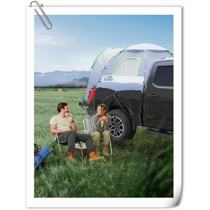 Tente de camion avec Rainfly, tente de lit de camion droite et spacieuse avec filet Sky View, double couche imperméable Pu2000mm pour 2 personnes