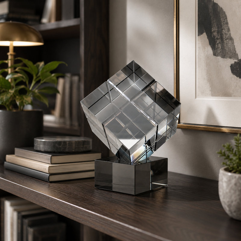 7.48'' H Modern Geometric Crystal Tabletop Sculpture