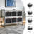 Linen Storage Bins 6-Pack, Foldable Open Bins with Leather Handles, Black, 13x6x5 Inches-1267078554