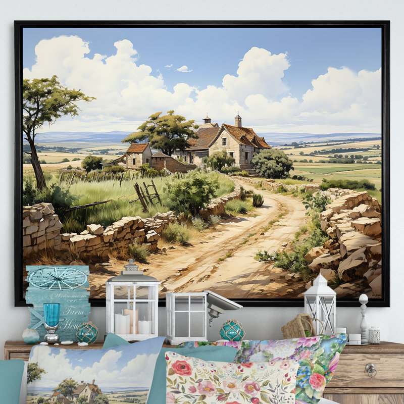 «Vineyard Scenery Landscape Beauty V», reproduction sur toile, Cadre flottant noir, H 30 po x l 40 po x P 1,5 po