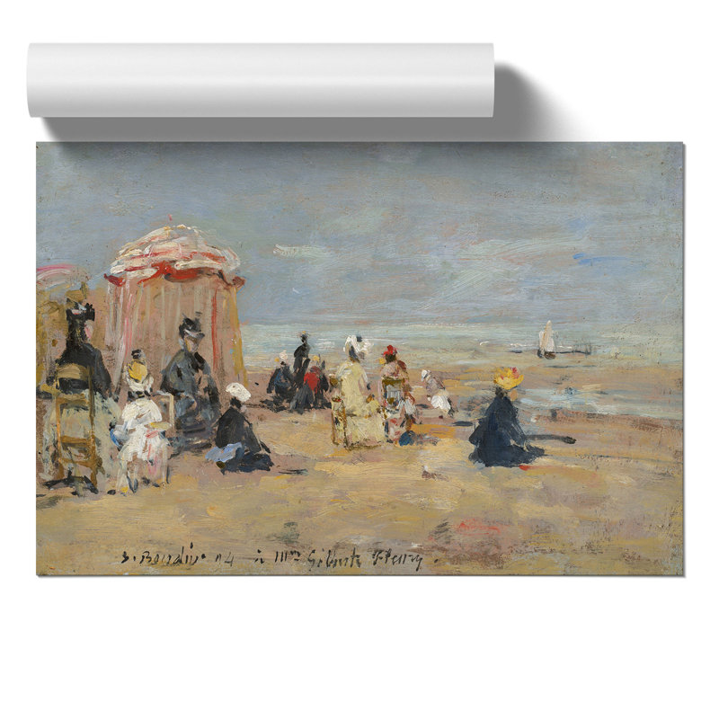 On The Beach by Eugene Boudin - No Frame Painting, 42cm H x 59cm W x 0.1cm D