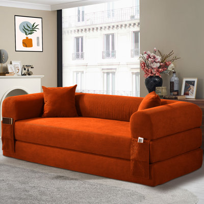 Floor Couch -3 Seats Compression Sofa - Convertible Floor Sofa Bed - with 2 Pillows