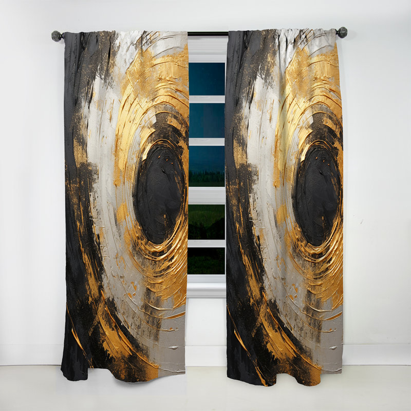 Ewelina Celestial Contrast Spirals - Modern Curtain - Velvet Room Darkening - 1 Panel, 52" W x 63" L