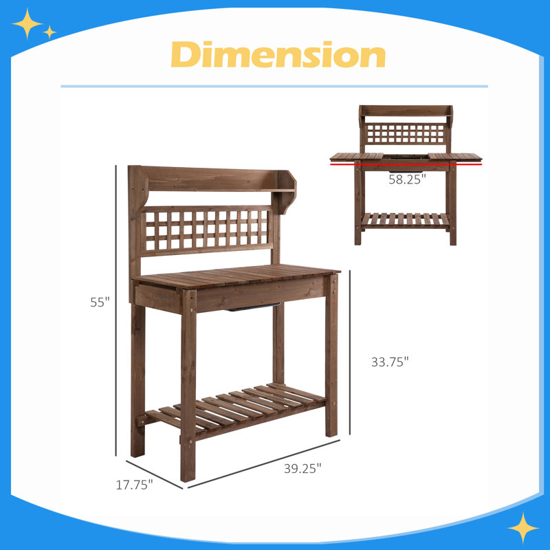 Table de rempotage en bois: banc avec rangement et plateau de table coulissant