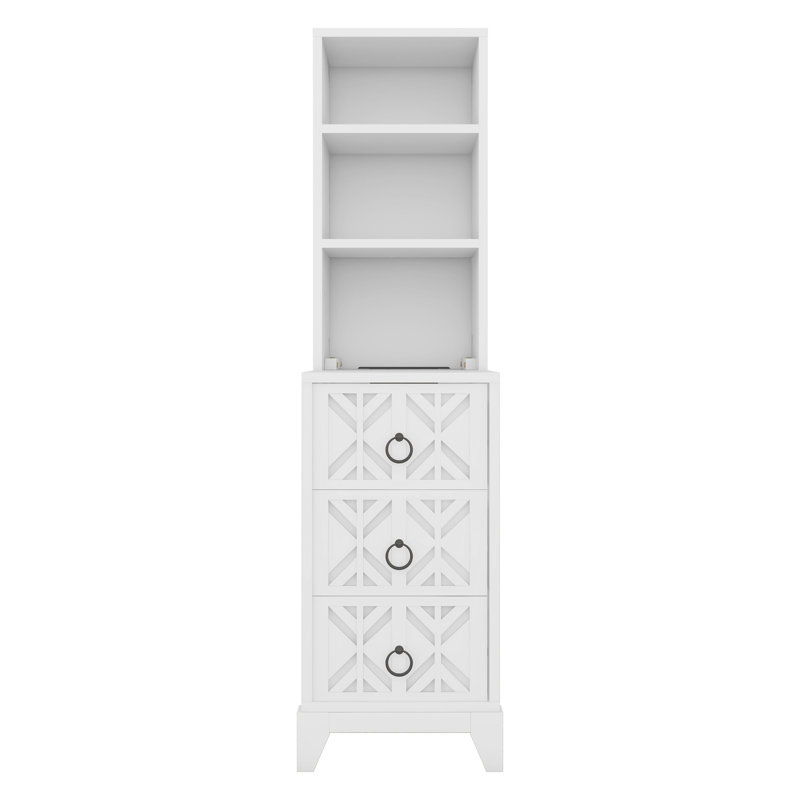 Table de bout avec 3 tiroirs, Blanc