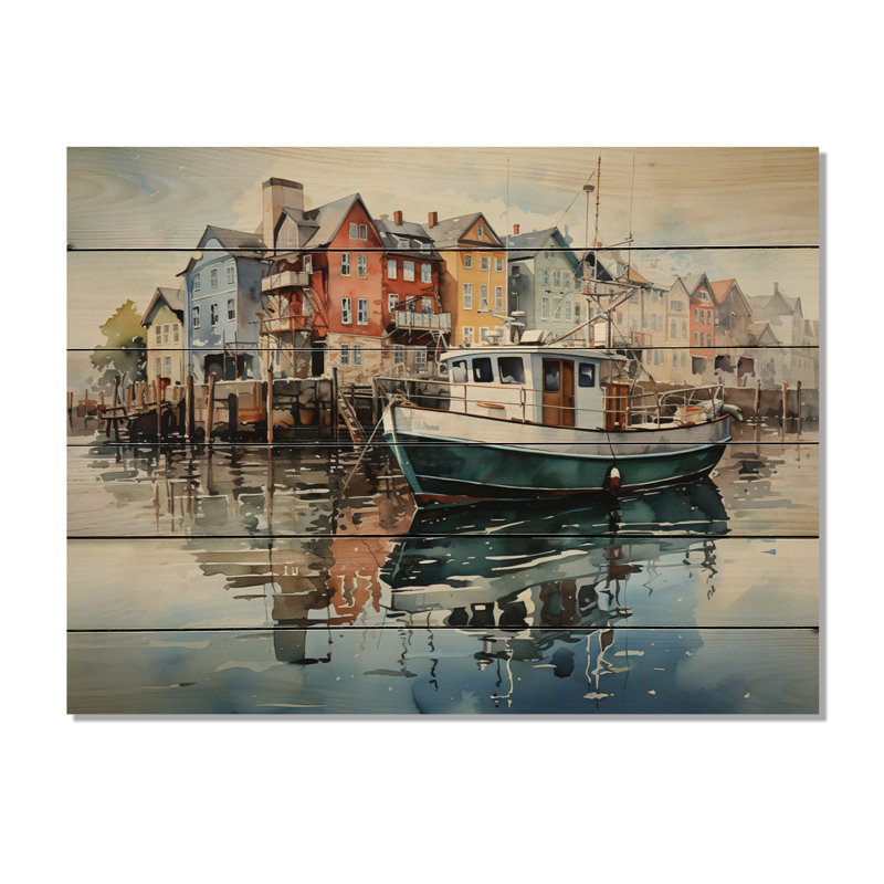 Port Harbor Reflections XVII sur bois, H 10 po x l 20 po x P 0,78 po