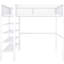 Lit mezzanine double blanc avec 4 tablettes - Conception créative pour poste de travail ou coin lecture, construction en métal et élégante pour votre chambre à coucher