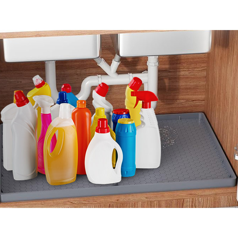 Waterproof Silicone Undersink Mat with Drainage - Extra Large, 25" W x 19" D