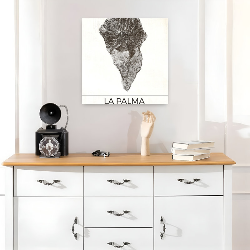 Vintage La Palma Map Vintage Abstract Landscape Mountain Wall Art Print 1 Piece Wrapped Canvas Wall Art