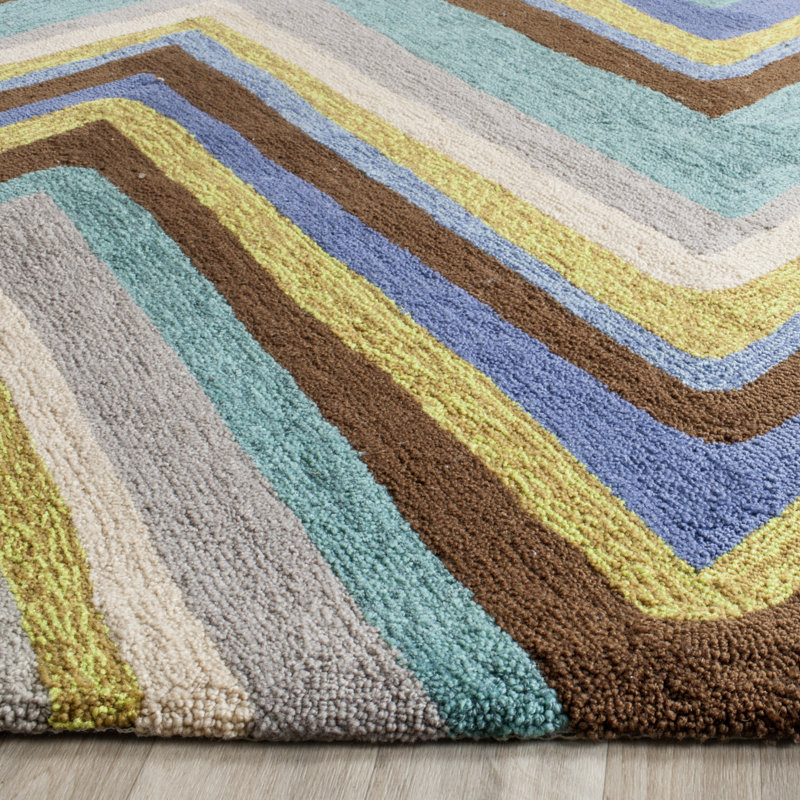 Tapis performance à chevrons crocheté à la main Hayes, Rectangle 5 pi x 7 pi