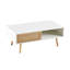 Table basse de salon 41,24 "avec pieds en bois massif, porte coulissante blanche pour table de fonction, blanche, décorative