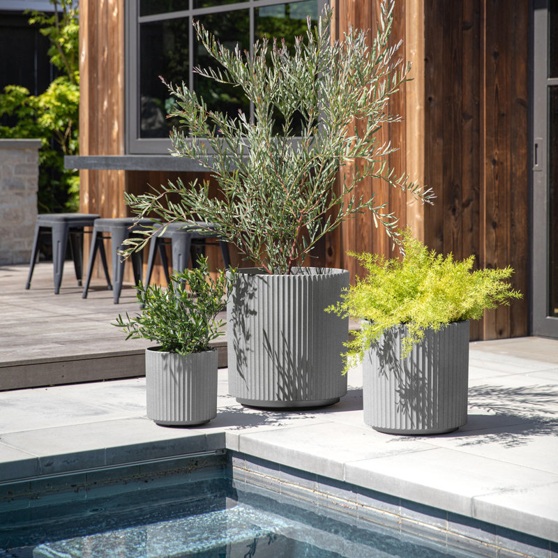 Pot à fleurs rond Demi Series, Gris