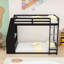 Lit superposé en bois avec bureau intégré, port USB, lumières DEL et tablettes de rangement-943037884-948473952