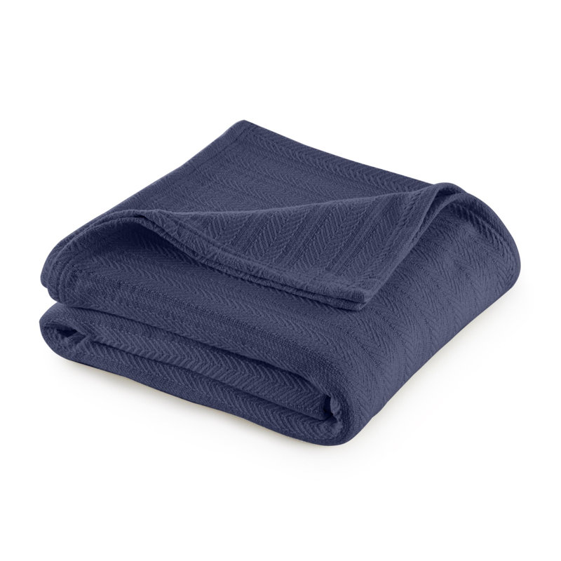 Indigo Blue King-Size Chevron Cotton Cozy Throw Blanket
