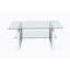 Table basse rectangulaire avec plateau en verre et tablette