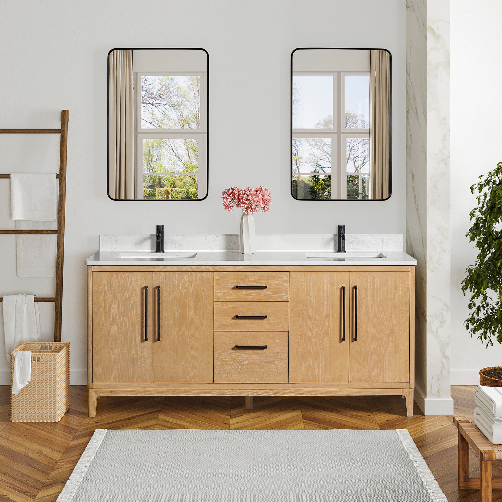 Langosta 72" Double Bathroom Vanity, Washed Ash Gray