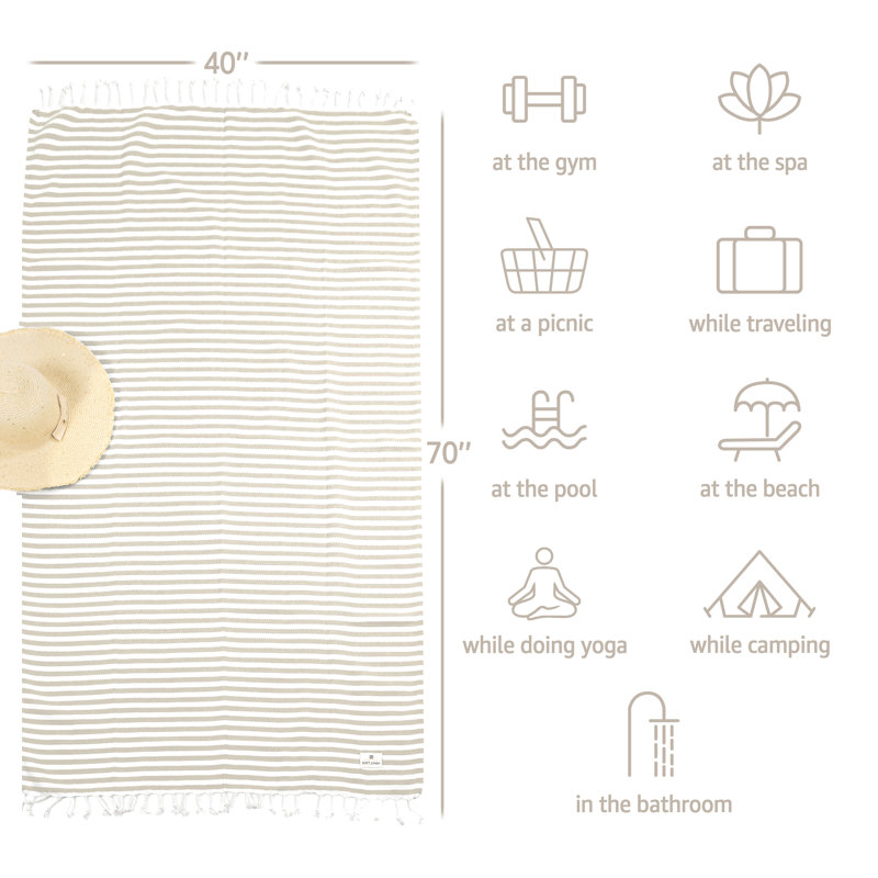 40 serviettes de plage turques Peshtemal, Beige